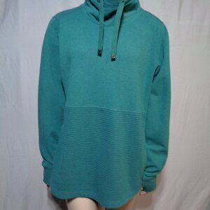 L.L. Bean cowl neck teal sweatshirt with thumb holes in size large